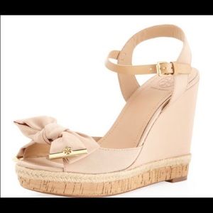 Tory Burch Penny Faille Bow Wedge